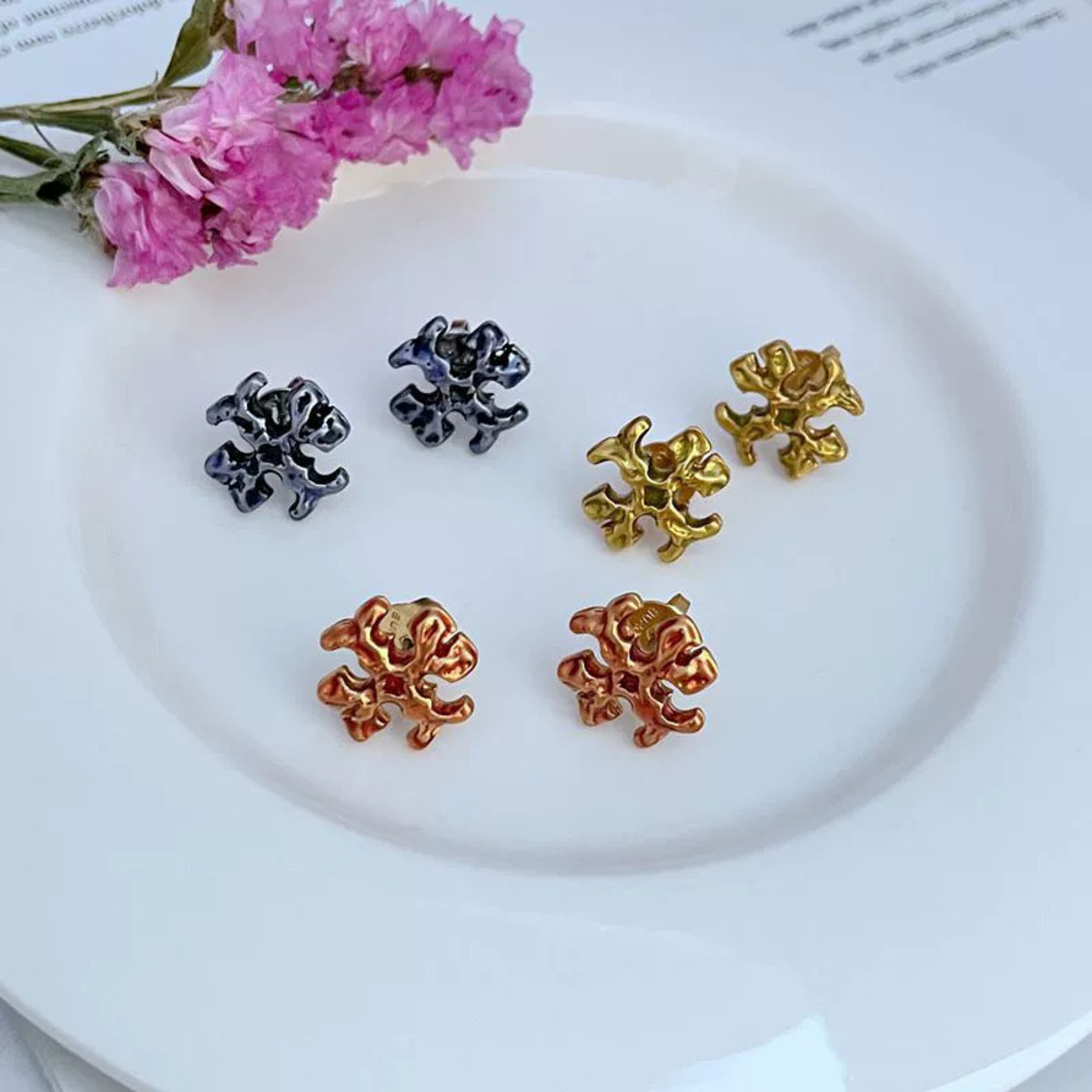 Tory Burch Matte Gold Letter Stud Earrings
